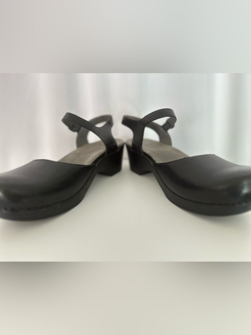 Dansko Black Leather Closed-Toe Ankle Strap Wedge Shoes US 12.5-13 (SH108) - Picture 7 of 11